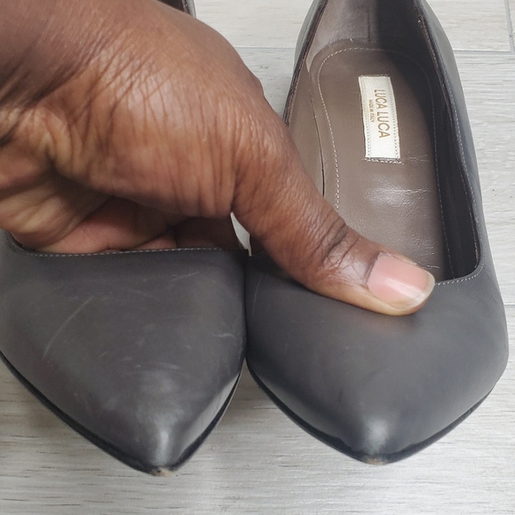 LUCA LUCA Block Heel Pointed Toe Pump In Gray 10. - Picture 6 of 9